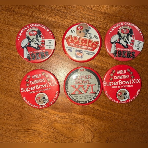 San Francisco 49ers Vintage Superbowl/ Championship Buttons - Picture 2 of 6